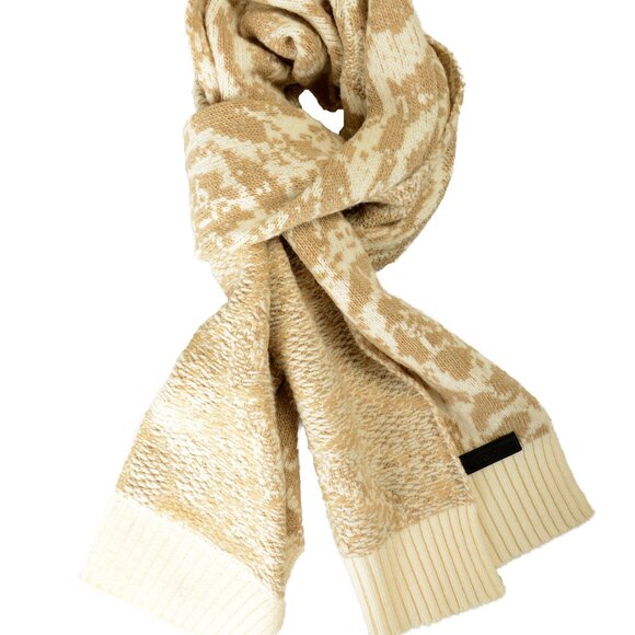 Versace Women's Beige Barocco Print Heavy Knitted 100% Wool Scarf One Size - Picture 5 of 5